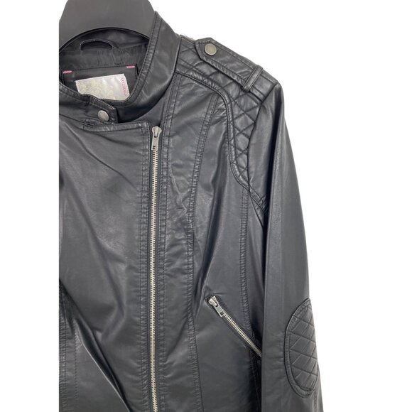 Xhilaration Moto Jacket Women’s Faux Leather Size XXL Black Zip Snap - Picture 4 of 13